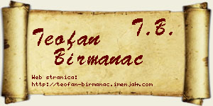 Teofan Birmanac vizit kartica
